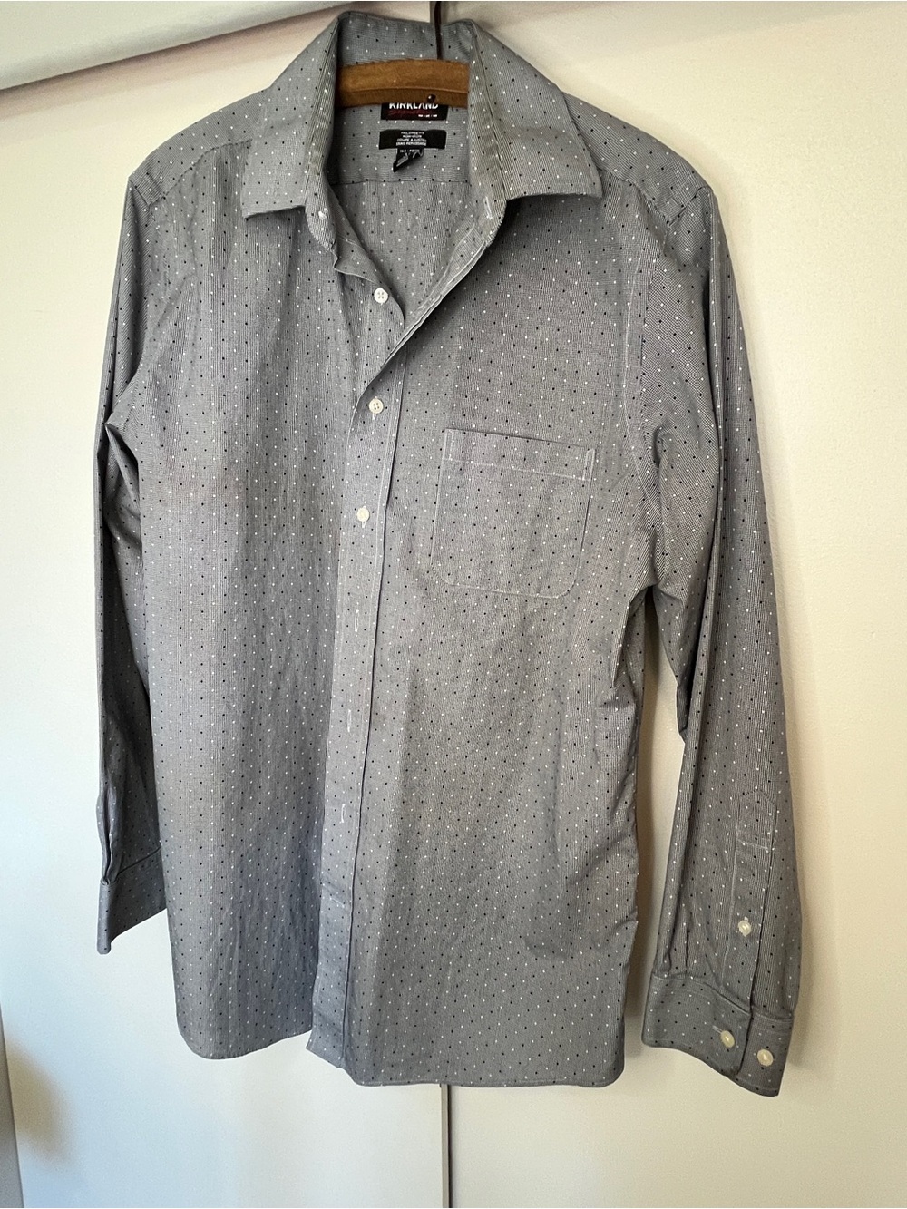 Kirkland Signature Men’s Black and White Micro-Check Dress Shirt